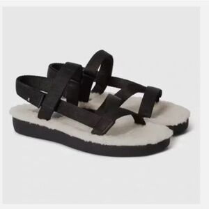 EVERLANE Sandals Teddy Sport Faux Fur Sherpa Lined Sz 6 & 8 NIB New Black